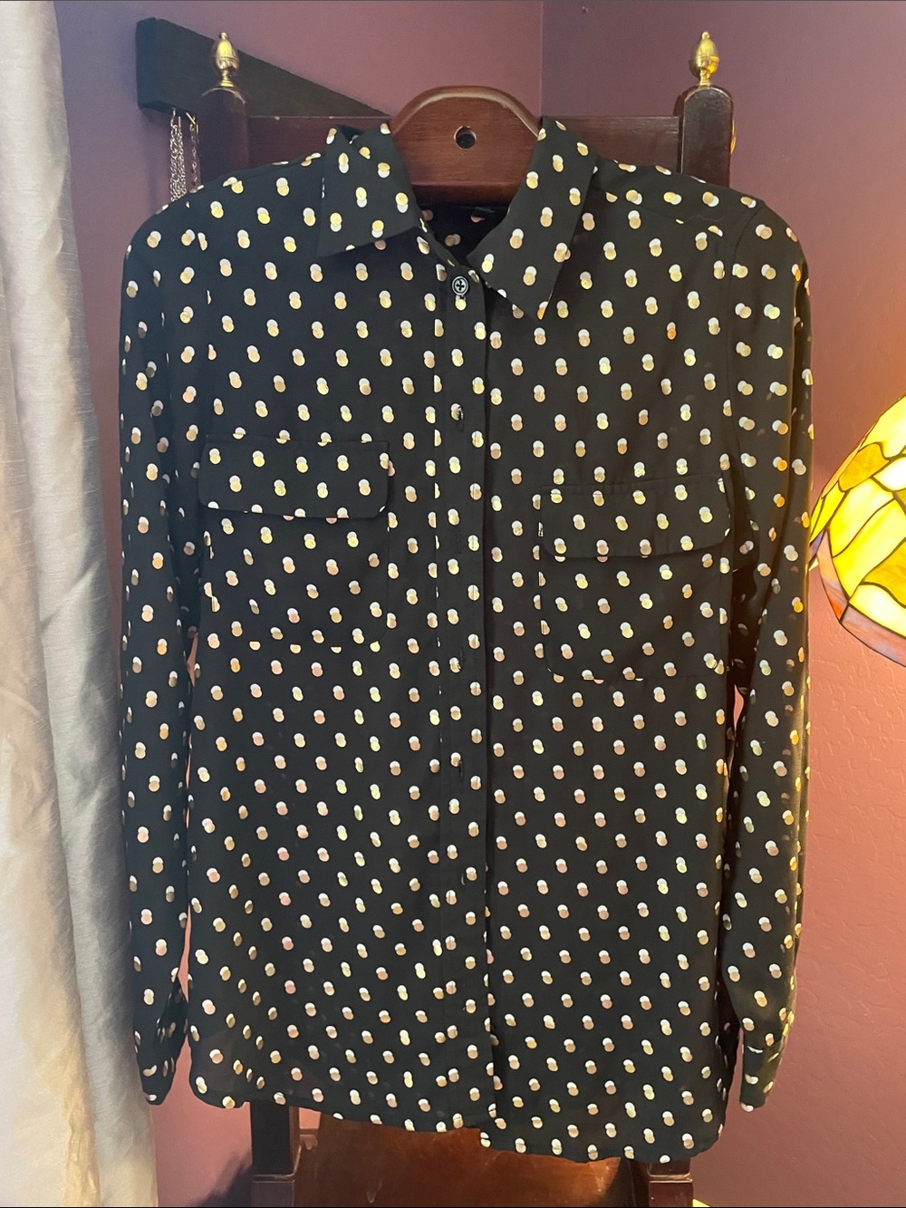 WHOWHATWEAR POLKA DOT BUTTON DOWN